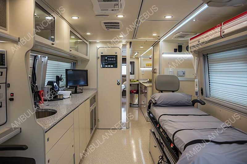 Modern ambulance interior equipped with advanced medical facilities