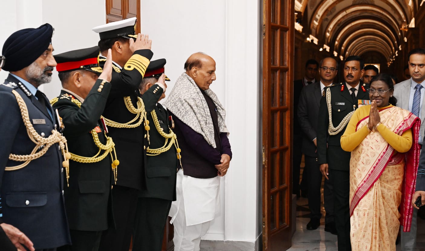 President of India and Defence Minister at ceremonial salute