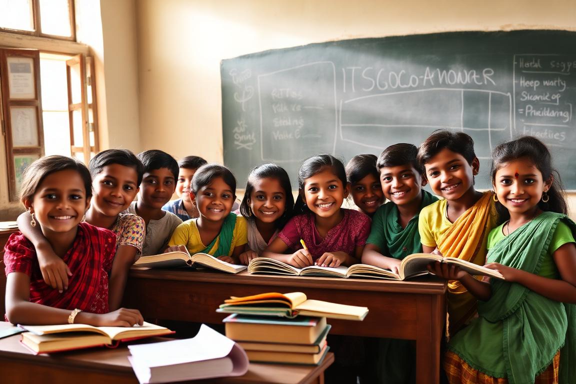 Children studying in school
