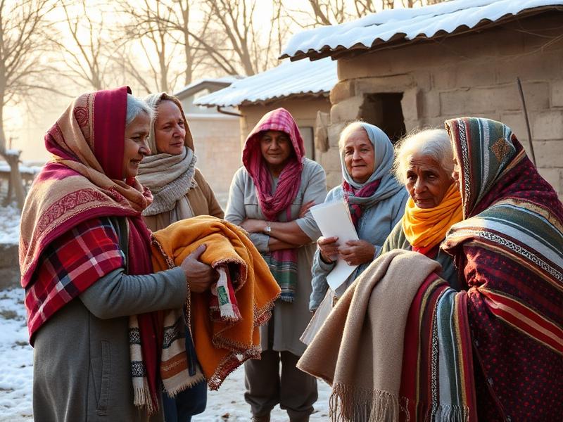 Winter aid — warm clothes distribution to elderly